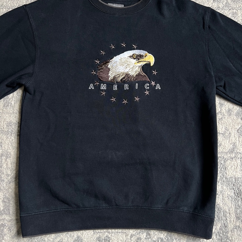 Croft & Barrow Men’s Black Eagle Graphic Crewneck Sweater Size Small